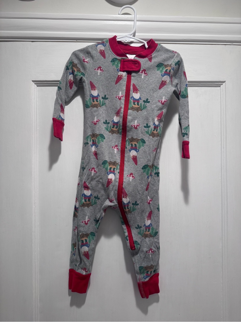 Hanna Andersson Gnome Print Kids One-Piece Pajamas with Red Trim Size 2T
